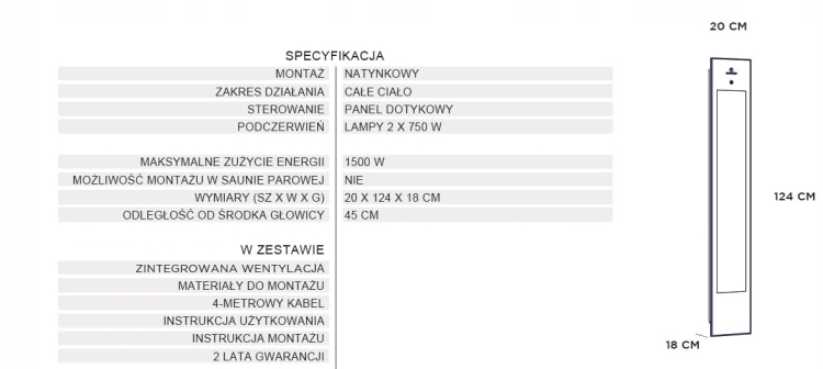 Stemar Sunshower Solo Organic Grey Panel Natynkowy Podczerwień Światło UV Aluminium Szary