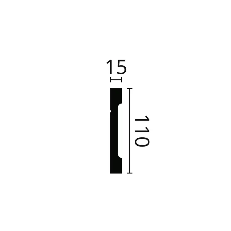 Przekrój i wymiary listwy przypodłogowej NMC FD2 WALLSTYL 110 × 15 mm