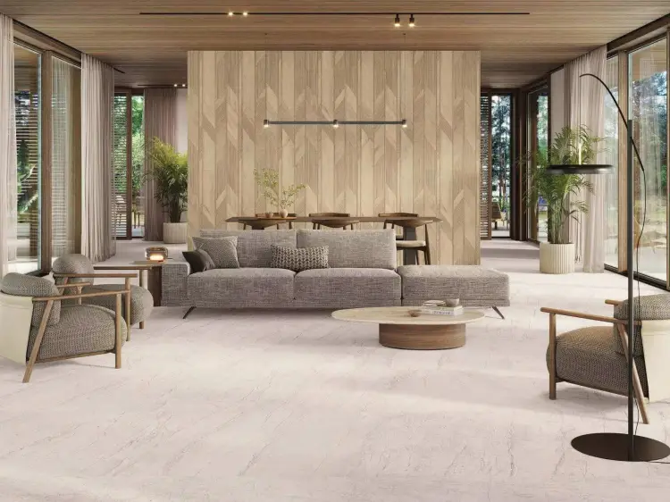 PORCELANOSA COLORADO BONE ANT. L 59,6×120 cm – gres podłogowy antypoślizgowy w odcieniu jasnego beżu (bone), wizualizacja.