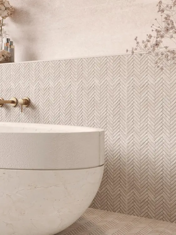 L'Antic Colonial Herringbone Mystic Beige 26x28 - Mozaika — ambient