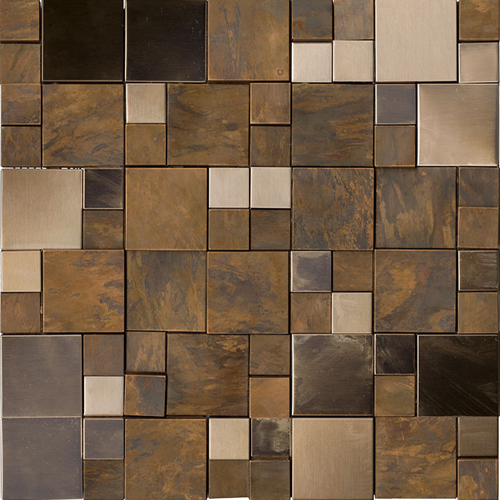L'Antic Colonial Metal Bronze Mini 3d Cubes 30,5x30,5 - Mozaika — plytka