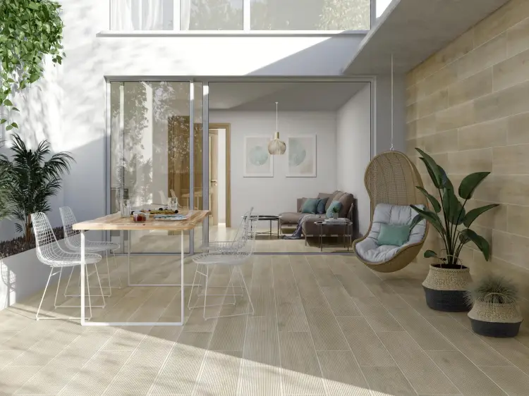 Pamesa Atrium Boreal Deck Blanco 23x120 mat antypoślizgowa — ambient
