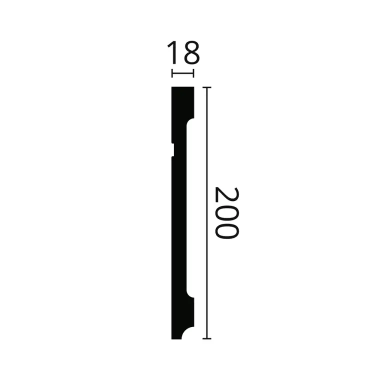 Przekrój i wymiary listwy przypodłogowej NMC FD20 WALLSTYL 200 × 18 mm