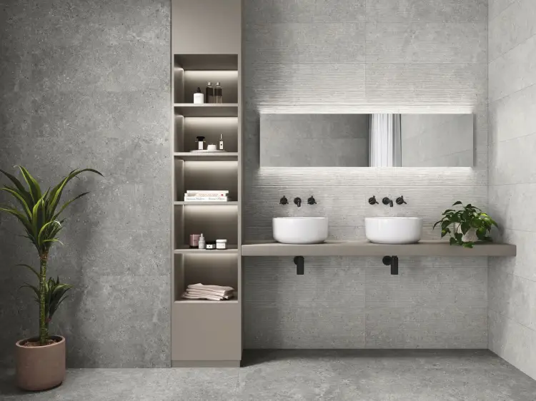 Baldocer Wattle Stoneland Ivory 30x90 mat — aranżacja