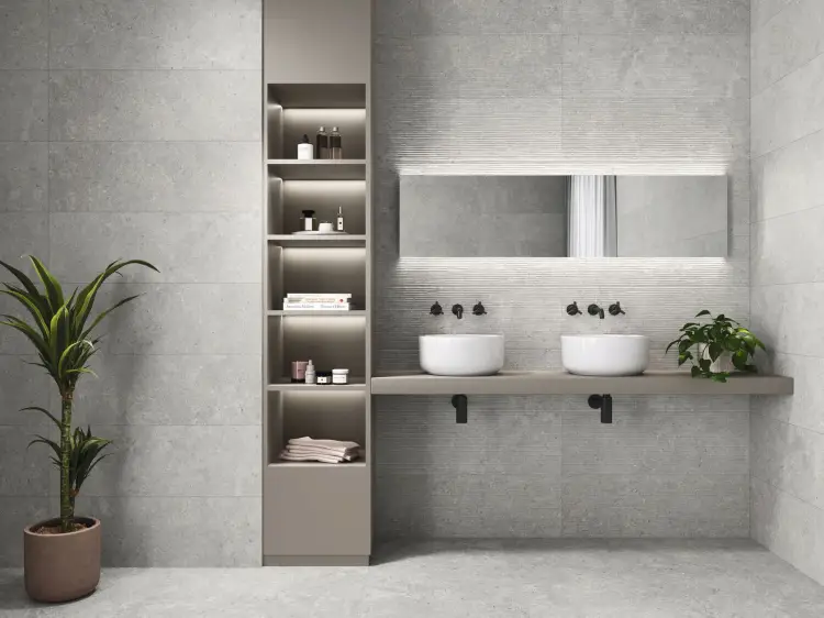 Baldocer Wattle Stoneland Ivory 30x90 mat — aranżacja