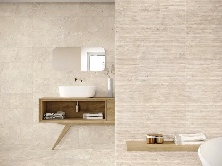 Baldocer Wattle Stoneland Ivory 30x90 mat — aranżacja