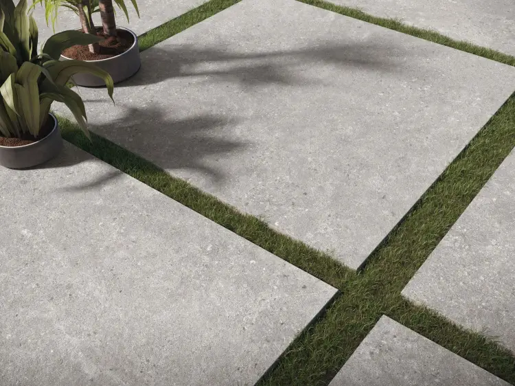 Baldocer Stoneland Grey Esp. 120x120 mat 20 mm antypoślizgowa — aranżacja