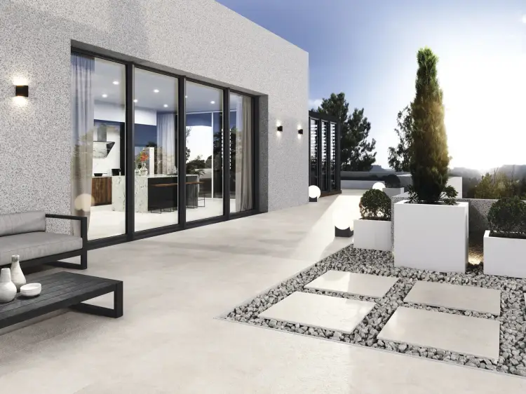Baldocer Asphalt Mud 80x80 mat 20 mm antypoślizgowa — aranżacja