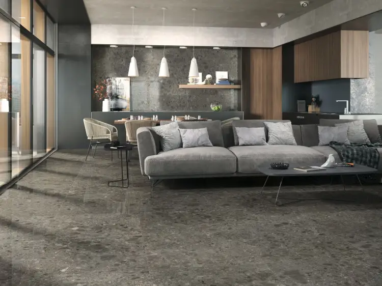 Baldocer Stone Hannover Black Esp. Rect 80x80 mat 20 mm antypoślizgowa — aranżacja
