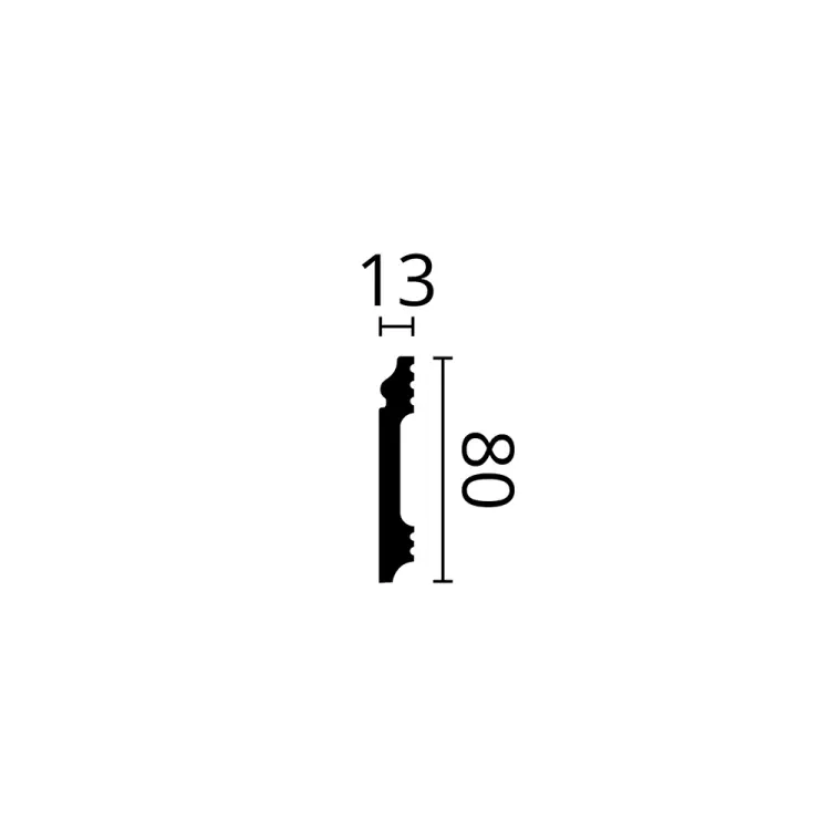 Przekrój i wymiary listwy NMC FL1 WALLSTYL 80 × 13 mm