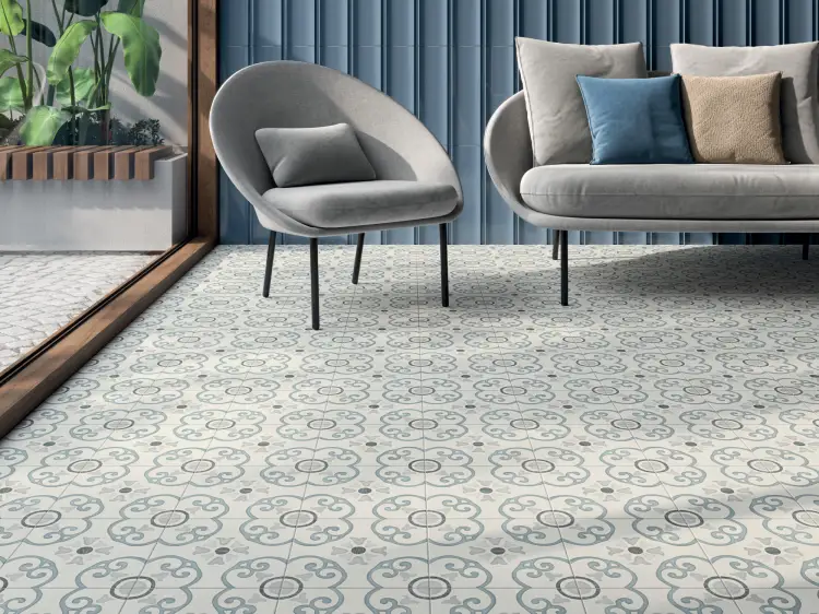 Harmony Sirocco Blue Garden 22,3x22,3 mat — aranżacja