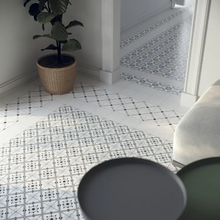 Harmony Tanger Silver Rhomb 12,3x12,3 mat — aranżacja