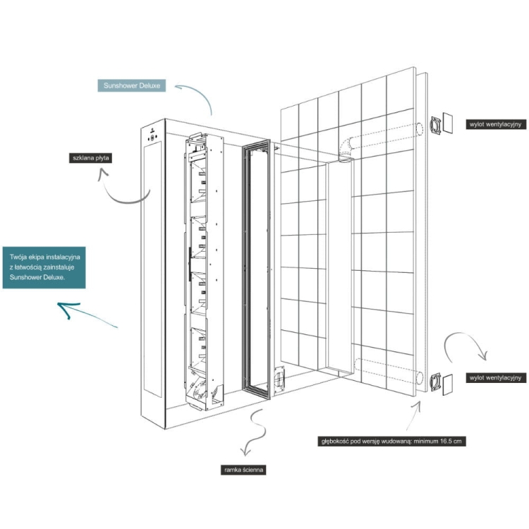 Stemar Sunshower Organic Grey Panel Podtynkowy Promieniowanie UV Podczerwień IR Szary Aluminium