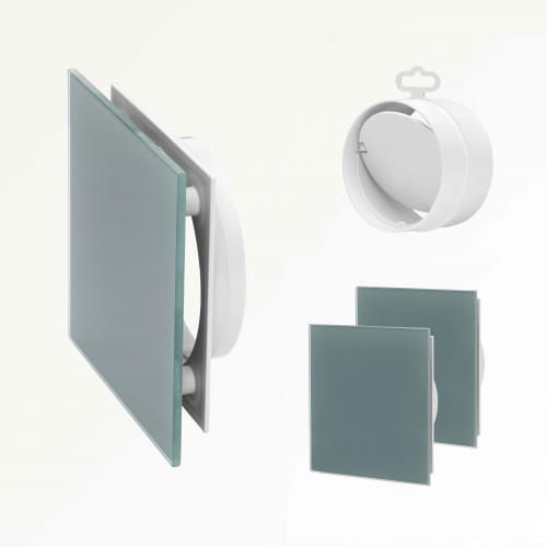 Stemar Zestaw Wentylacyjny z Osłonami Szklanymi 13x13 Szary Model Podtynkowy