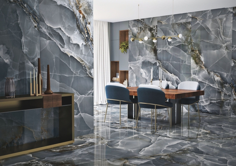 Stemar Baldocer Onyx Bleu Pulido 120x260 Połysk Płytka Ścienna Podłogowa Gres