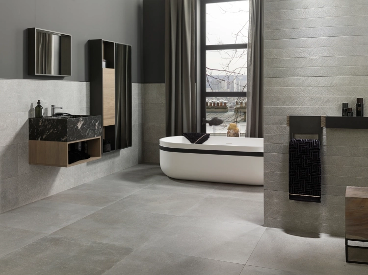 Porcelanosa Bottega Acero 60,2x60,2 - Gres , koloru szarego.  Wizualizacja.