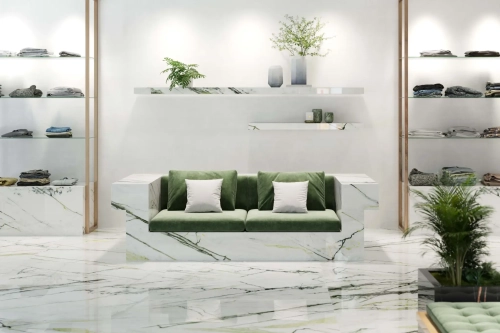 Porcelanosa CALACATTA GREEN POLISHED 01 120×270 cm – gres ścienny polerowany z kontynuacją wzoru