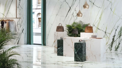 Porcelanosa CALACATTA GREEN POLISHED 120×120 cm – gres podłogowy polerowany, wizualizacja.