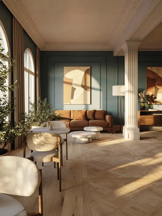 Porcelanosa CAMBRIDGE ARCE 120×120 cm – gres podłogowy drewnopodobny matowy, wizualizacja.