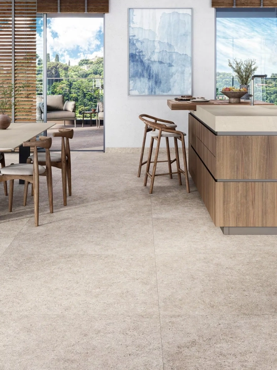 Porcelanosa CANCUN STONE L 59,6×120 cm – gres matowy inspirowany naturalnym kamieniem, wizualizacja.