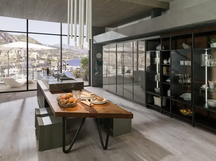 Porcelanosa CHESTER ACERO 22×90 cm – gres drewnopodobny matowy w odcieniu szarego drewna, wizualizacja.