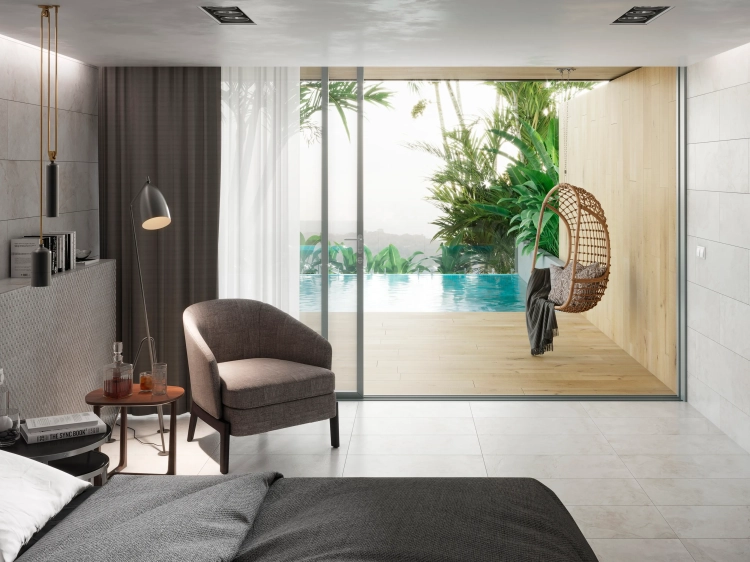 PORCELANOSA DECO IMAGE WHITE 33,3×100 cm – płytka ścienna w odcieniu bieli (white) wizualizacja.