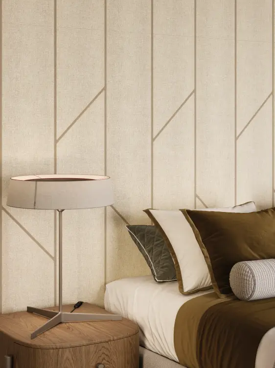 PORCELANOSA DECO TAILOR TAUPE 59,6×150 cm – płytka ścienna w odcieniu taupe (beżowo-szarym) Wizualizacja.