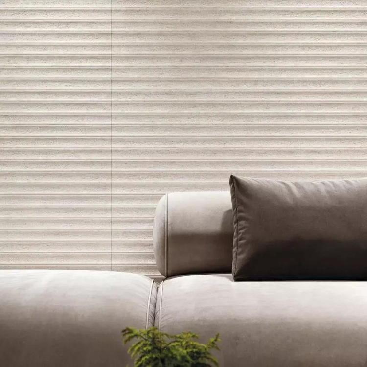 PORCELANOSA DECO TARANTO BONE 59,6×150 cm – płytka ścienna w odcieniu jasnego beżu (bone) Wizualizacja.