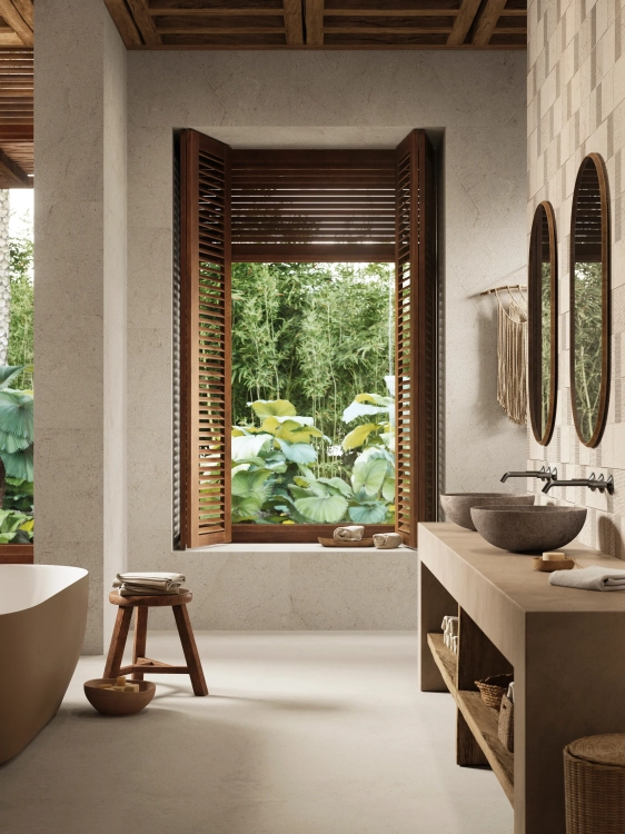 PORCELANOSA DORCIA BONE 59,6×150 cm – płytka ścienna w odcieniu jasnego beżu (bone) Wizualizacja.