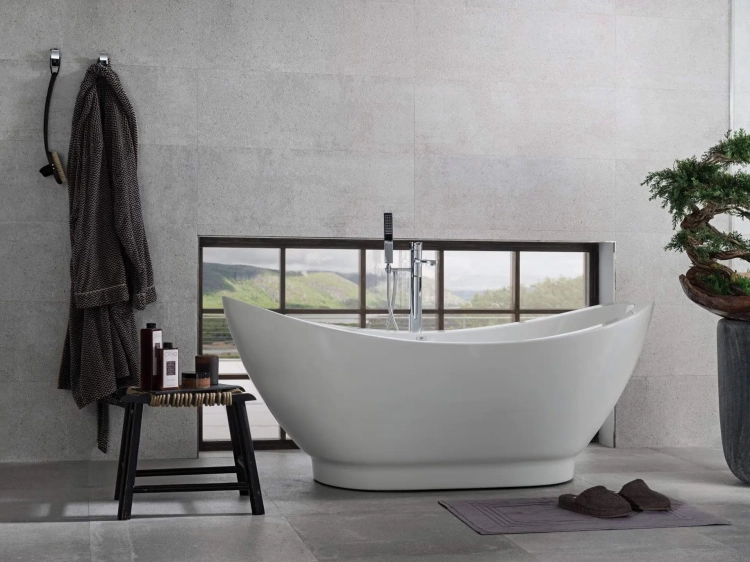PORCELANOSA DOVER ACERO L 33,3×59,2 cm – płytka ścienna w odcieniu szarości (acero)  wizualizacja