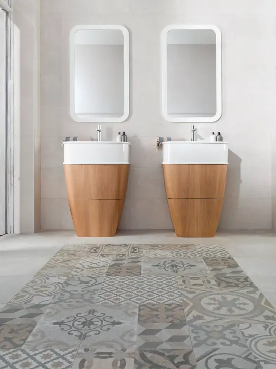 PORCELANOSA DOVER CALIZA L 33,3×59,2 cm – jasny odcień caliza, płytka ścienna, wizualizacja.