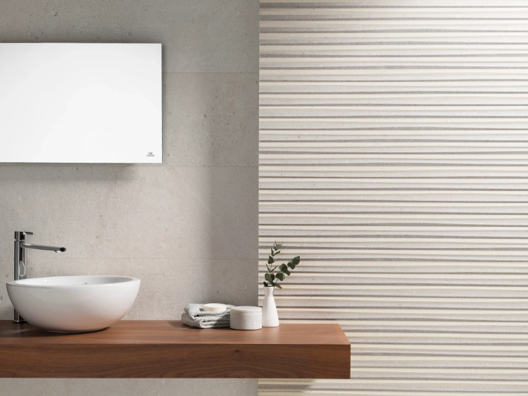 PORCELANOSA DURANGO ACERO 33,3×100 cm – płytka ścienna w odcieniu acero, wizualizacja