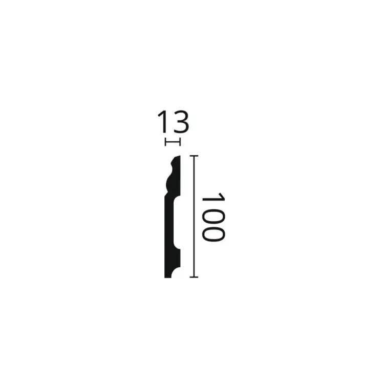 Przekrój i wymiary listwy NMC FB2 WALLSTYL 100 × 13 mm